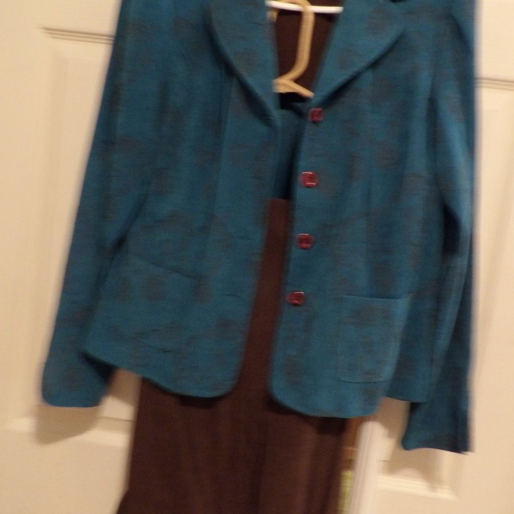 Great Teal & Brown Pantsuit - 12 -Sag Harbor